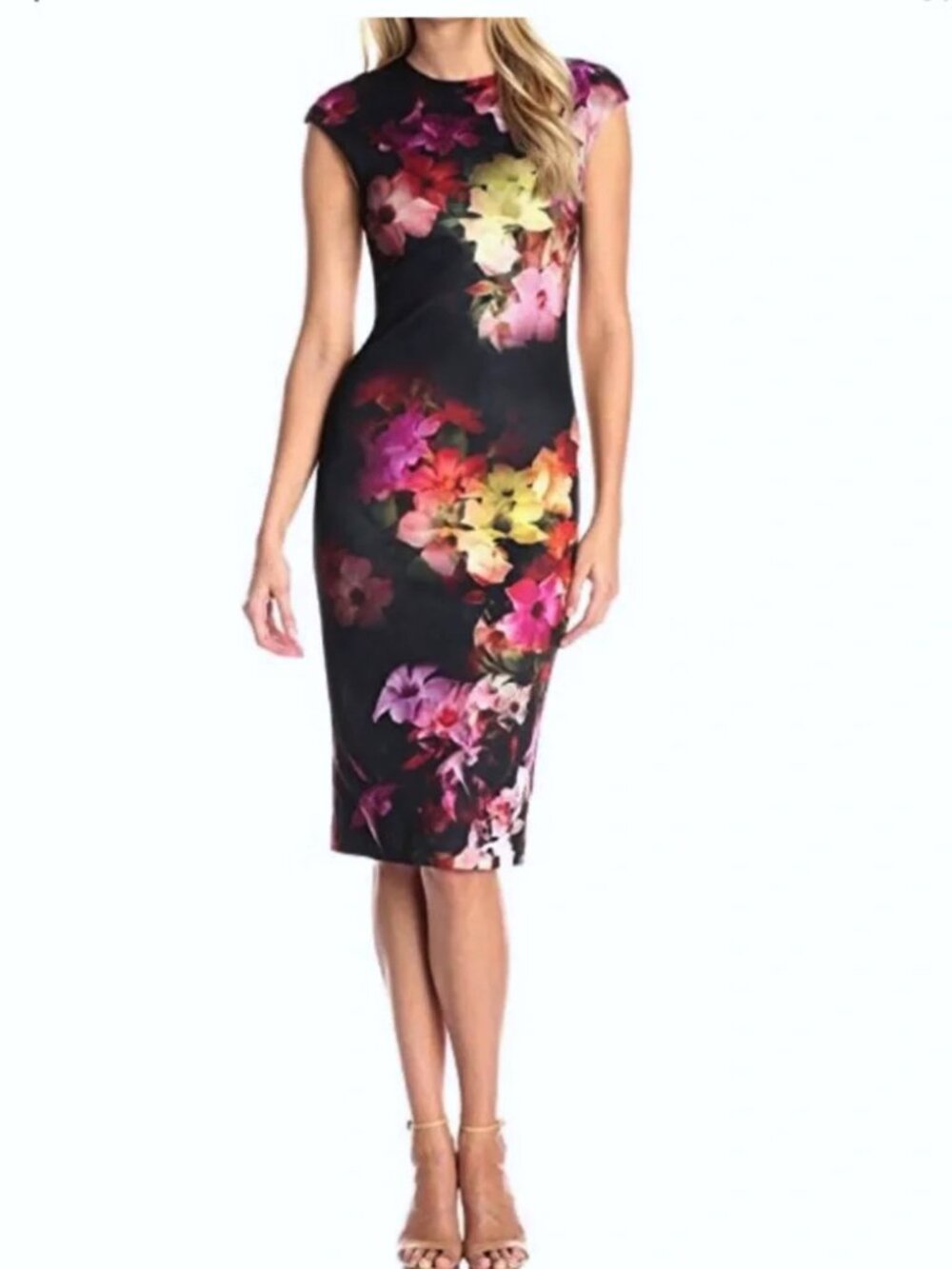 Ted Baker London Catina Cascading Floral Sheath Dress Black Tag Size 2= US 6